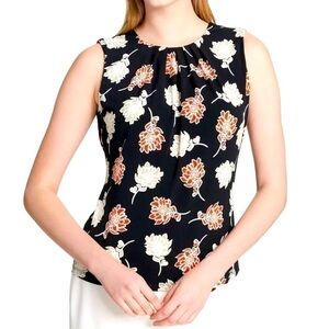 NWT Calvin Klein Pleated Floral Print Shell